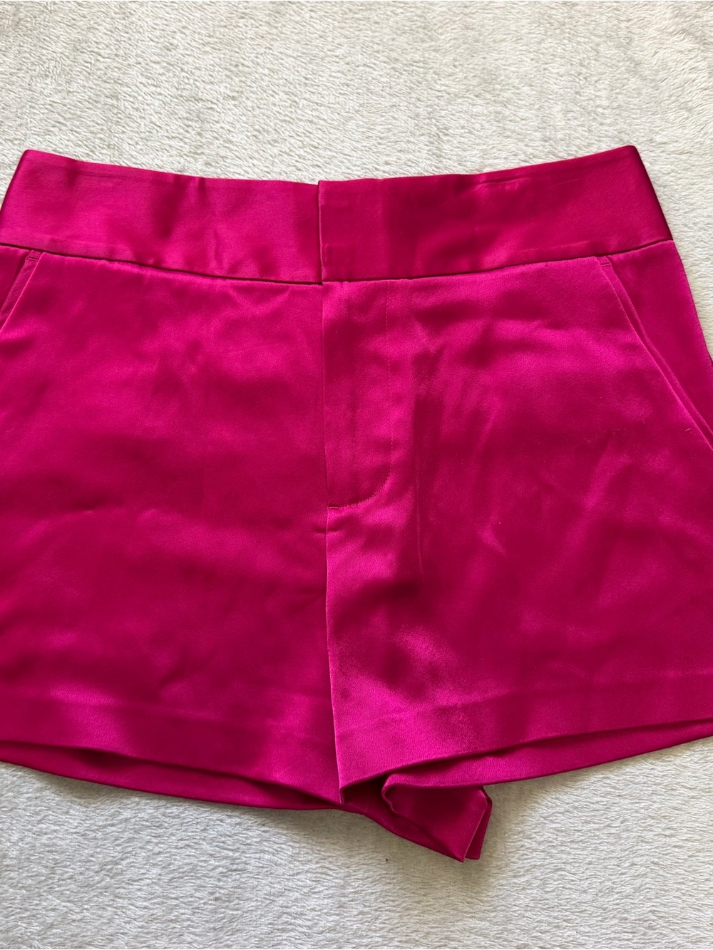 Alice + Olivia High-Rise Magenta Tailored Shorts